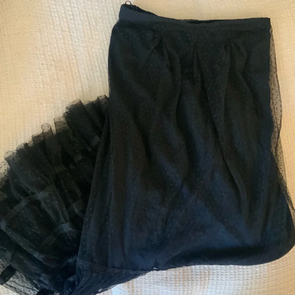 Vintage Free People Black Polka Dot Lace Tiered Maxi Skirt Boho Fairy Goth Small